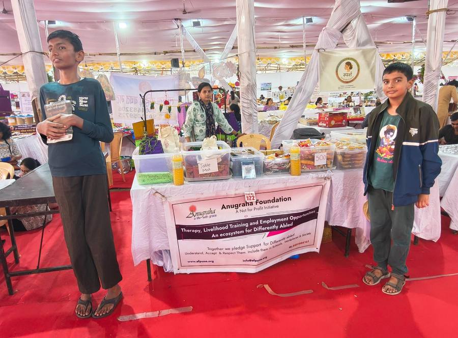 Students at exhibition