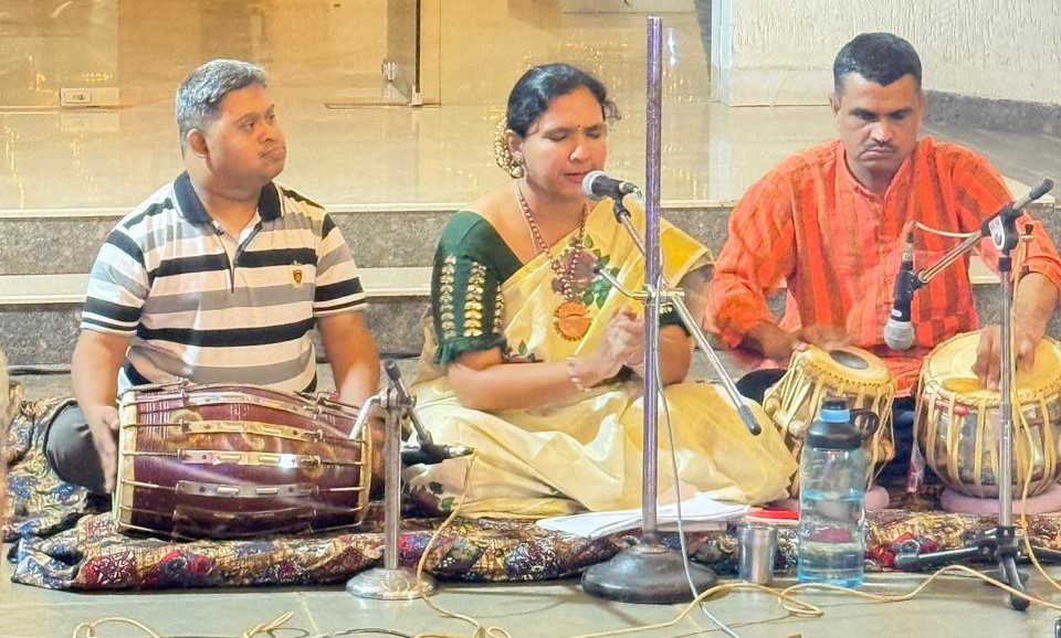Live music performance with tabla and vocals
